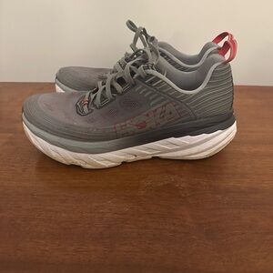 Hoka Men's Gray and Red Athletic Shoes